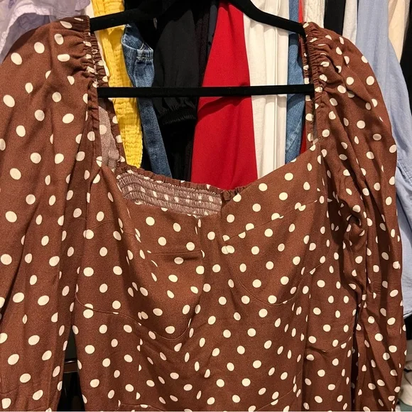 Reformation Brown Polka Dot Women's Dress - Picture 4 of 10